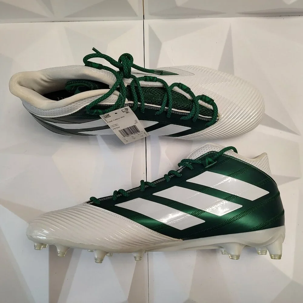 Adidas Mens Football Cleats 16 White Green Shoe Lacrosse Freak Carbon Mid - Picture 2 of 13